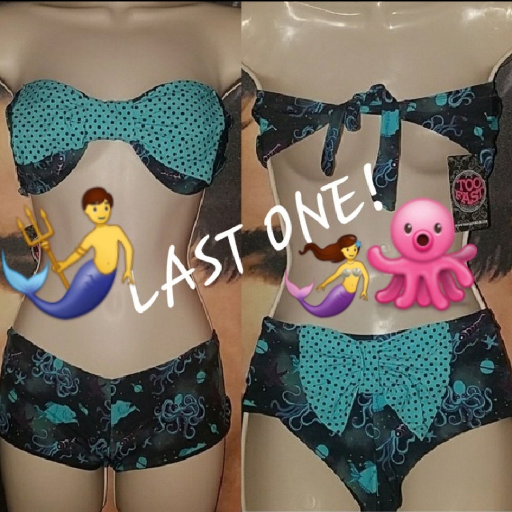 Too Fast Ariel Tentacle Bikini Bow Octopus Kraken - Picture 1 of 8